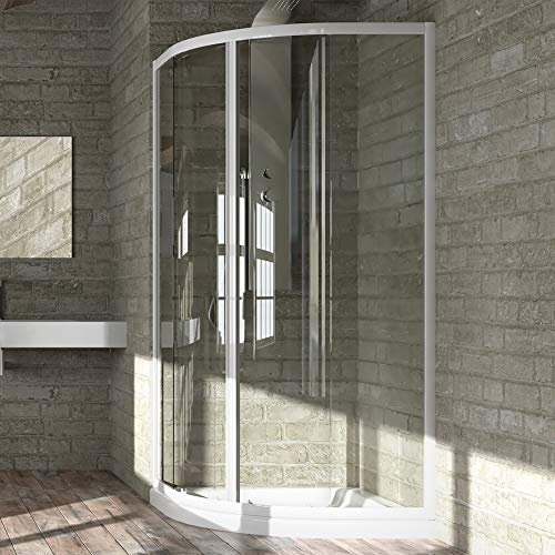 Ogomondo Box Doccia Semicircolare Circle Bianco Due Ante Cristallo Temprato (1, 77-79,5x77x79,5 Trasparente)