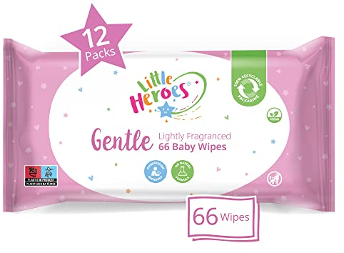 Little Heroes Baby Wipes, Wet Wipes for Sensitive Skin, Lightly Fragranced (12 packs x 66 Wipes Totaling 792 wipes)