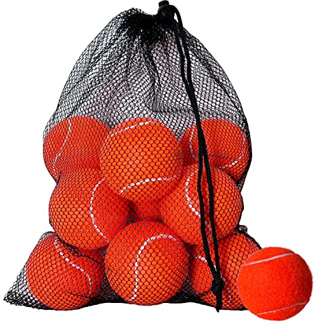 HPWFHPLF Tennis Balls, 12 Packs Practice Tennis Balls for Beginner, Training Playing Tennis Balls for Dogs, Come with Mesh Carry Bag