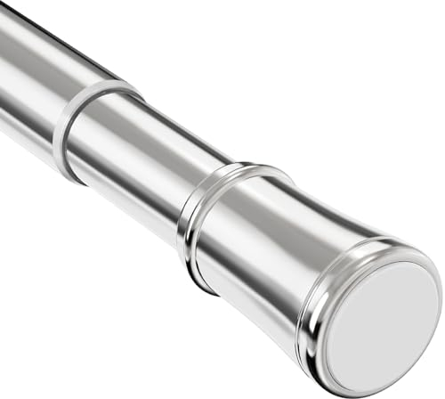 Shower Curtain Rail Extendable Curtain Pole, Metal Tension Rod Anti-Slip Telescopic Curtain Rod Easy Fitting for Bathroom, Closet, Kitchen