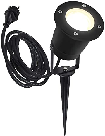 CONCEPTRUN LED Erdspießleuchte mit Montagebügel und Erdspieß schwenkbarer Spot schwarz mit 2,5m langem Kabel und Schuko-Stecker wettergeschützt mit der Schutzart IP68 GU10 230V (Dimmbar warmweiß)