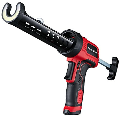 MARSOSAUR Caulk Gun, Non-Drip Electric Caulking Gun with 300 KG Thrust, Cordless Silicone Tool Gun with Constant Flow Tech, Lightweight 10oz Caulk Guns with LED Light