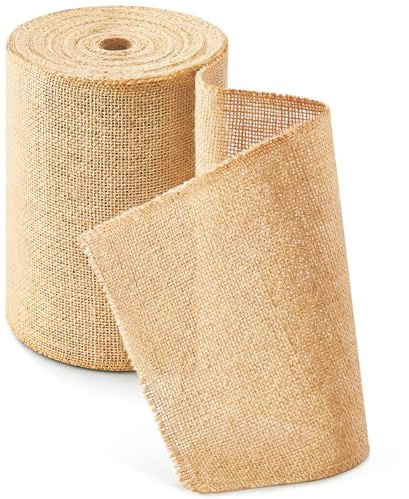 HEETA Jute Tischläufer Tischband 20cmx15m, Natur Juteband Tischläufer Meterware Zuschneidbar für Verschiedene Schreibtischgrößen, Tischdekoration für Gartenparty, Hochzeit