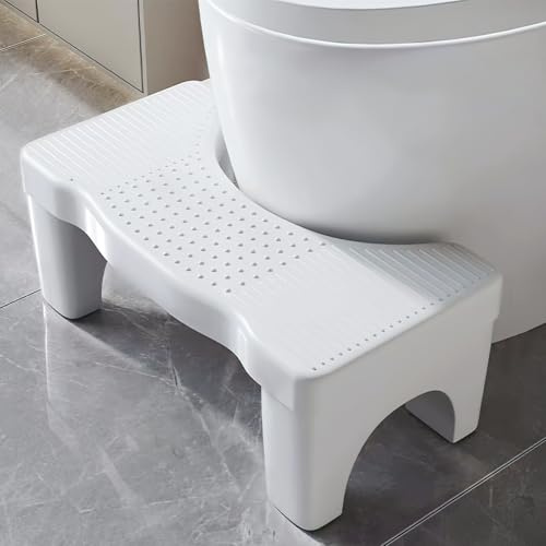 Sgabello da toilette per adulti pieghevole | Sgabello da cacca, sgabello per WC | Combatte emorroidi, stitichezza, gonfiore, sindrome dell'intestino irritabile, gonfiore (bianco)