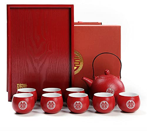 Servizio da tè in porcellana cinese giapponese per adulti Servizio da tè in porcellana Set da tè con teiera 12 tazze da tè Vassoio da tè Set da tè Kung Fu rosso Regalo di nozze B Teiere (Colore : B)