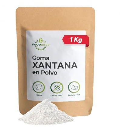 Food Bites Gomma di Xantano in Polvere 1 Kg - Addensante Alimentare Senza Glutine e Vegano - Gomma Xantana Ideale per Dolci, Gelati e Cucina Molecolare - eBook OMAGGIO con 20 Ricette