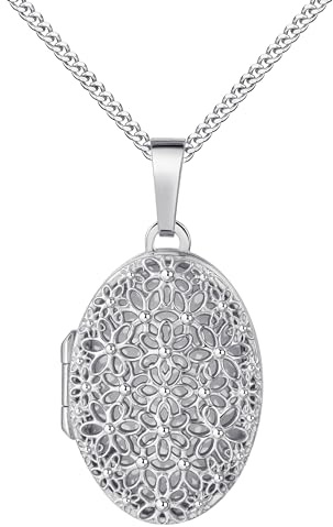 JEVELION Medaillon 925 Sterling-Silber Amulett Anhänger oval für 1 Bild zum Öffnen Bildanhänger mit Schmuck-Etui