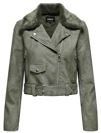ONLY Onlmacy Washed Biker Cc OTW bikerjacka för kvinnor, Skugga/detalj: tvättad, XL