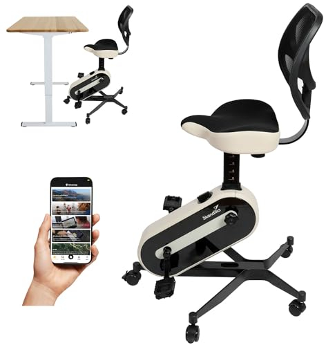 Skandika Liten Office Bike |Deskbike für Home, Kinomap App kompatibel, Fahrradstuhl bis 150 kg, 8 Widerstandsstufen | Heimtrainer, Schreibtisch Fahrrad für Zuhause Bürotisch, Fahrradschreibtisch