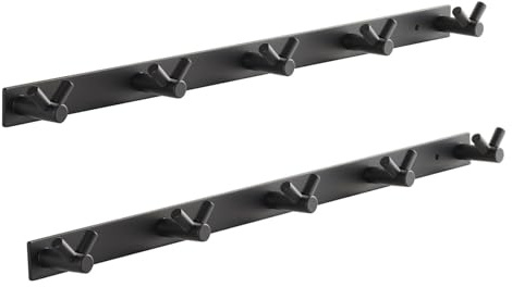 SOTECH Set om 2 st Blackline CORA V-kroksskenor 450 mm med 5 krokar svart Väggklädnadsskena Väggklädnadsskena