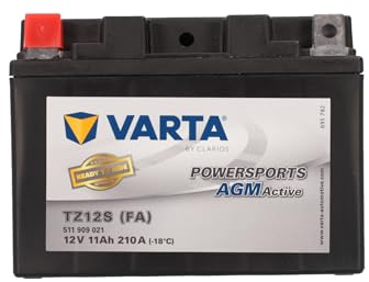 VARTA Batteria da moto 11 Ah / 210 A Powersports Active AGM, lunga durata, precaricata, senza manutenzione, adatta per moto, scooter, quad, jet-sci e motoslitte, nera