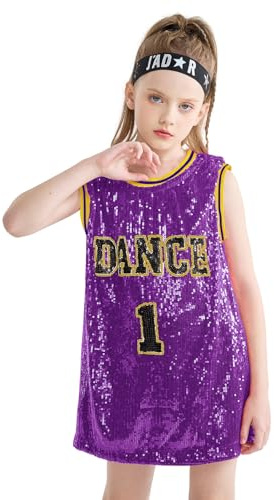 LOLANTA Vestito da Canotta Senza Maniche con Scollo a Barchetta Scintillante Hip Hop Dancewear | Costume da ballo senza maniche scintillante, abiti da performance jazz moderni, maglietta da cheerleader con calzini