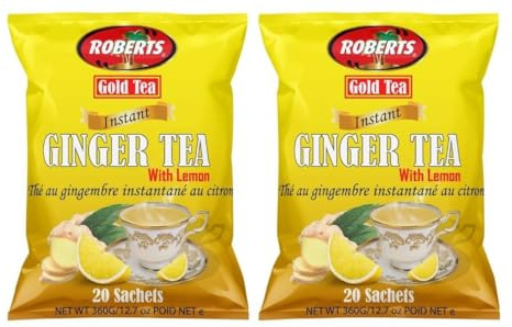 Alpine Heights Gold Tea Instant Ginger Lemon 360g - 20 Sachets (Pack of 2)