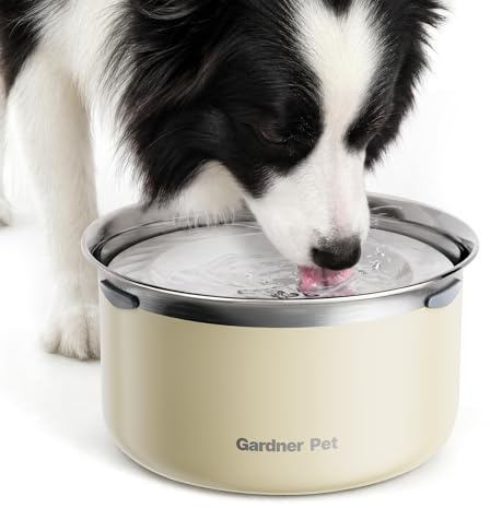 Gardner Pet Ciotola Acqua Cane Antigoccia 3.85L Acciaio Inox, Bianco