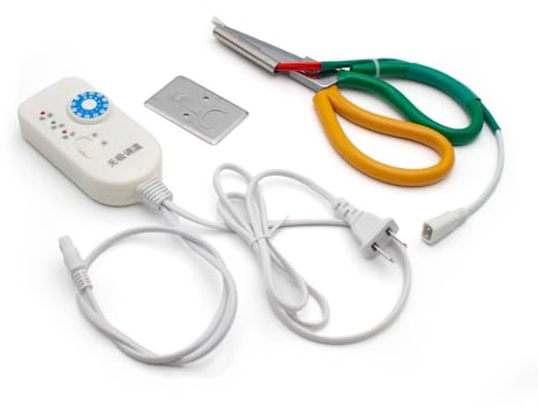 LeTkingok 220V Elektrothermische Schere, Beheizte Schneiderschere, Temperaturverstellbar, Band-Reißverschlüsse, Nylonseile, Etiketten, Beheiztes Schneidwerkzeug