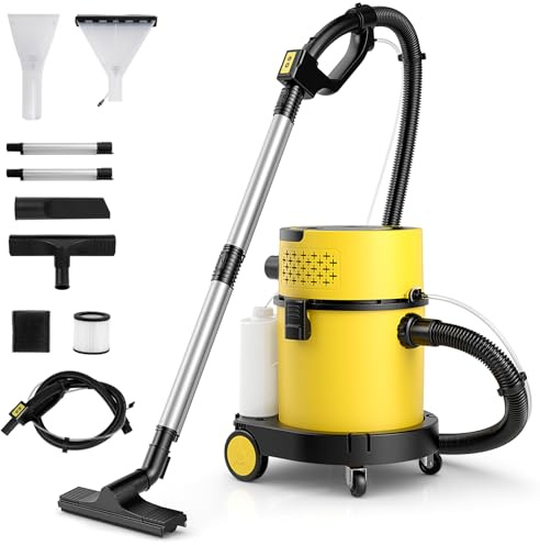 COSTWAY våt- och torrdammsugare 1 200 W, 4-i-1 askdammsugare bärbar med hjul, 17 KPA industridammsugare med 20 l + 4 l behållare, HEPA-filter, fjärrkontroll och 9 tillbehör för golv, trappor, soffa