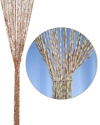 90x200cm Holz Perlenvorhang Bambusvorhang Mit Gewinde String Teilervorhang Perlen Design Balkontür Vorhang 80x200cm 100x200cm(Natürliche,80x180cm)
