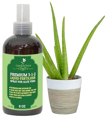 GardenNova Proffesional Aloe Vera Spray Fertilizer Mist for Home Gardening | 3-1-2 Gentle Blend Mist for Healthy Leaves & Growth | Essential Nutrients for Aloe Vera - 8oz