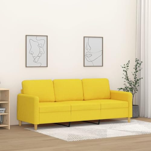 CINDERFUL 3-Sitzer-Sofa Hellgelb 180 cm Stoff,Dreisitzer Sofa – Gemütliches Sofa für Wohnzimmer und Entspannung Möbel, Wohnzimmer