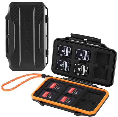 K&F Concept 24 Slots SD Card Case and CFexpress Type A Card Holder, Portable Memory Card Holder for 12 SD SDXC SDHC and 12 CFexpress Type A, Water-Resistant Anti-Shock Memory Card Case Box Organizer