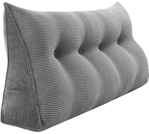 MENGDA Lesekissen mit Keilrücken, Rückenkissen für Bett, dreieckig, Lendenwirbelstütze, große Rückenlehne für Bett, Sofa, Grau (Grau, 140 x 50 x 20 cm)