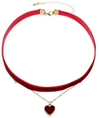 WUNZILO 1 pcs Collana girocollo rossa in velluto Choker collana classica a strati rossa Cuore girocollo girocollo collana collana per adolescenti ragazze gioielli tradizionali da donna