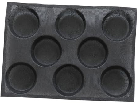 BEBEMOKO Molde Creativo Para Pan De Hamburguesa Negro De Silicona Antiadherente 8 Compartimentos Molde Para Hornear Doméstico Para Repostería y Panadería Reutilizable