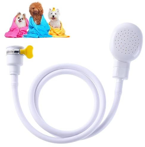 Pomme de douche pour évier avec pinces de fixation - Tuyau de pulvérisation en caoutchouc pour robinets de bain, douche pour animaux domestiques, douche de camping - 1,32 m