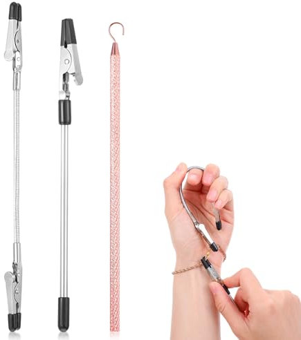 3Pcs Bracelet Clasp Helper Tool to Put on Yourself, Bracelet Buddy Fastening Helper with Hook and Clip Quick Wear and Disassembly, Assistance Tool for Watch Necklace Clasps Zippers Crafts
