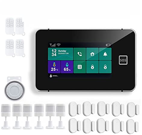 Kit Alarma Casa, G60B Sistema de alarma de seguridad TUYA Wifi GSM Smart Home Anti-Te-theft Temperatura de alarma Pantalla Control de la aplicación(J)