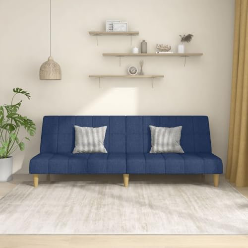 MOBCANT Schlafsofa 2-Sitzer Blau Stoff Schlafcouch Couchgarnitur Modulares Sofa Polstergarnitur für Wohnung Wohnzimmer Hotel Schlafzimmer