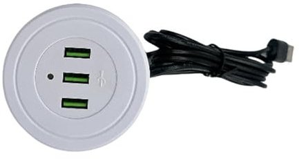 Qcbuegof Double prise USB intégrée pour bureau 3 ports USB Socket 1 adaptateur de charge de 7 mètres pour appareils électroniques intégrés pour petits appareils