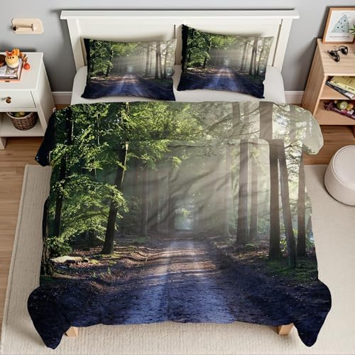 Piumino Matrimoniale Sole Trapunte Bosco Piumone Imbottito Resistente Lavabile, Super Morbida Trapunta, piumini 240x260 cm in Microfibra Reversibile e 2 Federa 50x80 cmT888