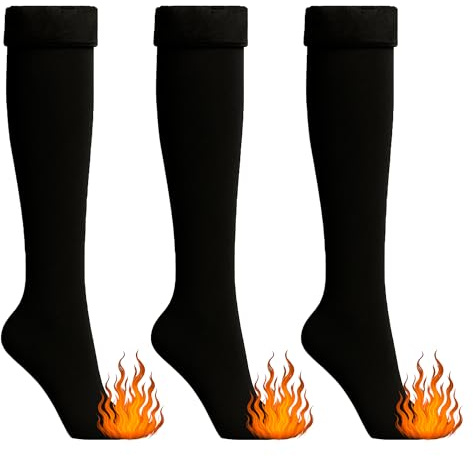 PS PROUTHS Calcetines Termicos Mujer Altos, Medias Térmicas hasta la Rodilla - tipo Media con Afelpado Interior Extra Suave (FR/ES, Números, 33, 42, Regular, Regular, TALLA ÚNICA, N-001)