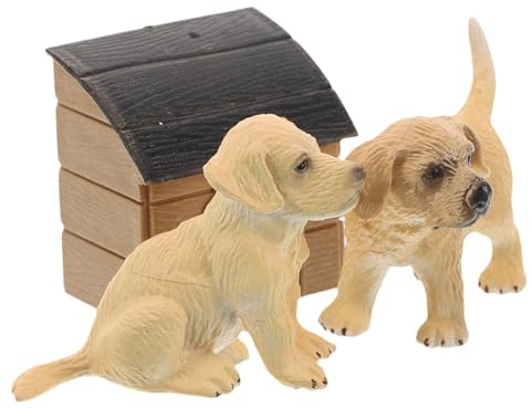 HAKIDZEL Miniatur hundehütte Spielset mit Realistischen Welpenfiguren Detailreiches Puppenhaus zubehör für Terrarien Sammlungen und Bezaubernde Tierdekorationen im Fairy Garden