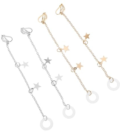 VERDANVERSE Orecchini Clip Lunghi Argento Anti-perso in Lega Design Ergonomico 2 Paia Accessori Auricolari Eleganti per Uso Quotidiano senza Fori