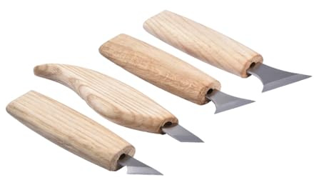 NUSITOU Scalpelli per Intaglio Legno Lucidate Set 8 Pezzi Punte in Acciaio Cromo-vanadio e Manici in Legno Duro, per Botteghe di Intaglio e Lavorazione Artigianale