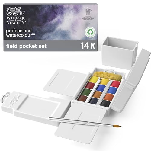 Winsor & Newton 190685 Artist's Water Colour Field Box Drawing Set with Half Pan - Pack of 12