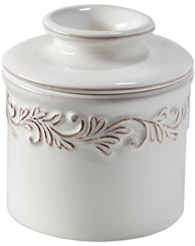 Butter Bell Crock New Bone China Antique White Linen Butter Crock
