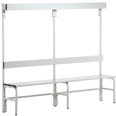 Sypro Wolf® Umkleidebank für Nassräume mit Rückenlehne 1,50 m, Ohne Schuhrost