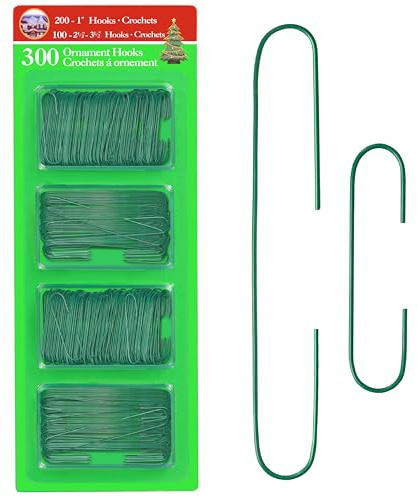 R N' D Toys R’ND’s 300 Pack Ornament Hooks Christmas Tree Decorating Hangers- Metal Wire Ornament Hooks for Christmas Tree Decoration Hanging (Green)