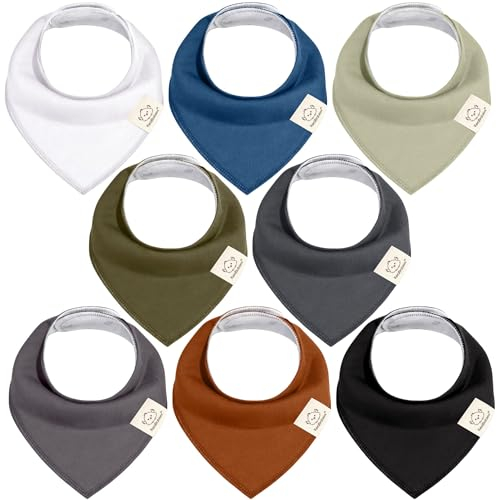 8 Stück Dreieckstuch Baby Junge, Mädchen - Unisex Bandana Lätzchen Baby, Super Absorbierende Halstuch Baby, Bio-Baumwolle Baby Lätzchen, Halstücher Baby für Säuglinge, Sabberlätzchen (Basics)