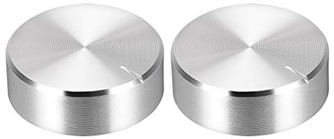Sourcing Map 2pcs Aluminum Silver Tone Knurled Shaft Potentiometer Knob 30mmx10mm Rotary Volume Control Knob
