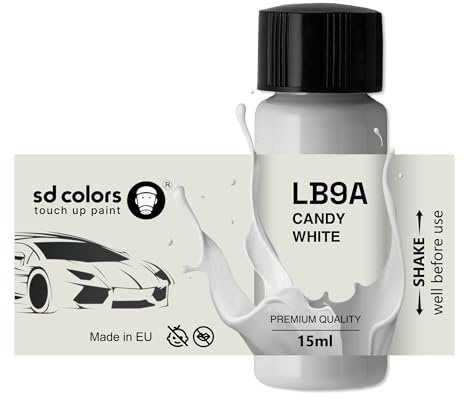 SD COLORS CANDY WHITE LB9A New Touch Up Paint 15 ML REPAIR SCRATCH CHIP BRUSH COLOR CODE LB9A CANDY WHITE (JUST PAINT)