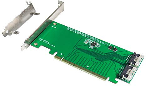 Micro SATA Cables|PCIe Gen3 16-Lane to Slimline SAS (SFF-8654) 8i Adapter - Quad NVMe SSD Support with Bifurcation & Extension Capabilities