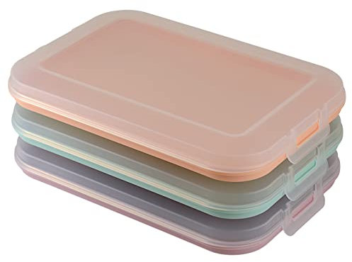 Engelland 3er Set Aufschnitt-Dosen mit integrierter Servierplatte, Frischhaltedose, Aufbewahrungsbox, Lebensmittelbehälter, Aufschnitt-Box, stapelbar, BPA-frei, Küchenbedarf, Kunststoff, Bunt