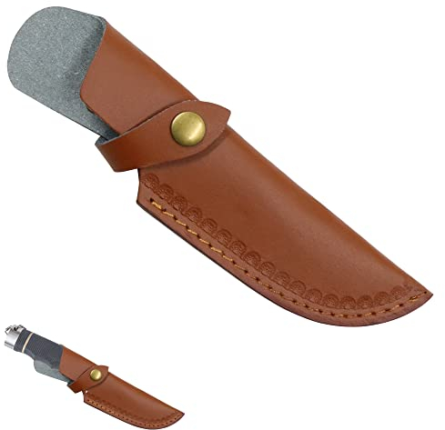 Leder Messerscheide Etui Taschenmesser HüLle - Messertasche Vintage Lederscheide Braunes Seite Ziehen Outdoor Camping Portable Messerschutz FüR Gürtel GüRteltasche MesserhüLle Klappmesser Tasche