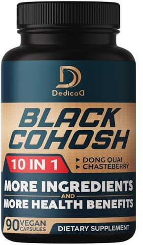DEDICAD Black Cohosh Supplement - 3 Months for Menopause & Immune Health - Blend of 12 Potent Herb Includes Dong Quai, Chasteberry, Wild Yam, Red Clover, Black Pepper & Others - 90 Vegan Capsules