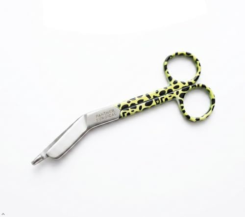 Tijeras de vendaje de acero inoxidable de 14 cm, multicolor, para primeros auxilios (patrón de leopardo)