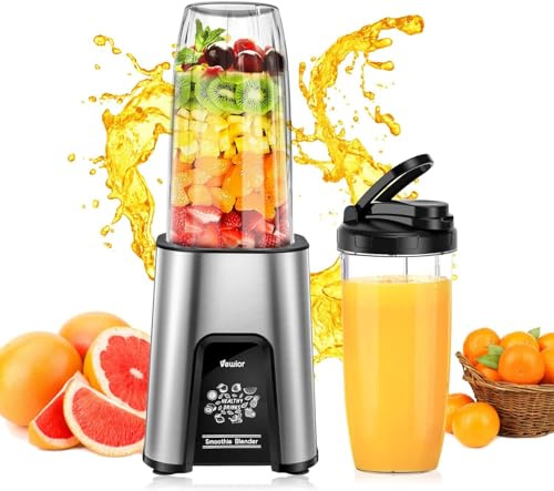 VEWIOR Smoothie Blender, 900W Personal Blender for Shakes and Smoothies, Blenders for Kitchen, Smoothie Juice Mixer with 2 * 22Oz BPA-Free To-Go Cups